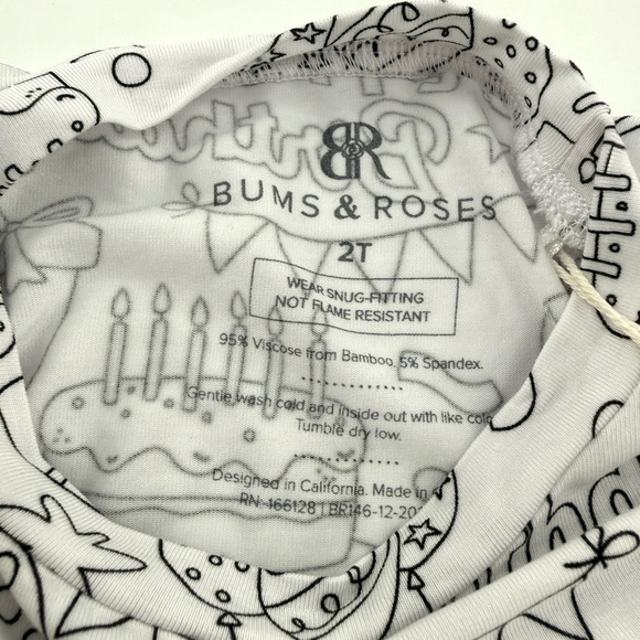 Bums & Roses Kids 2T Color Me Birthday Bamboo Viscose Pajama Set NWT READ - Picture 5 of 6